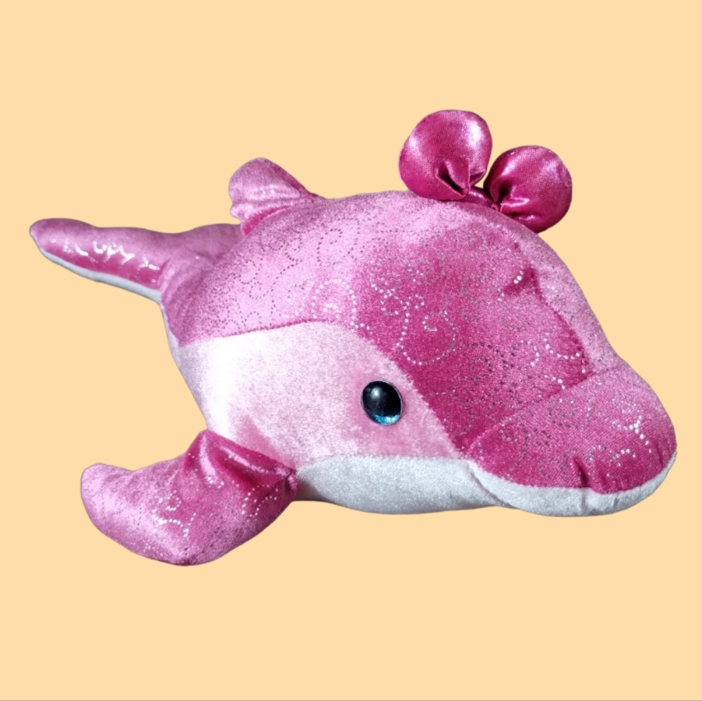 ✓Aurora Destination Nation Boutique - 16" Sparkle Pink Dolphin Plush